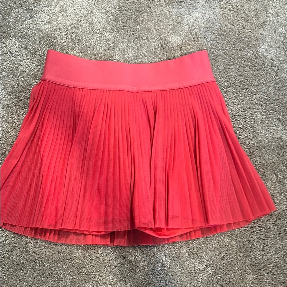 lululemon athletica Pleated Coral-Red Skater Skirt